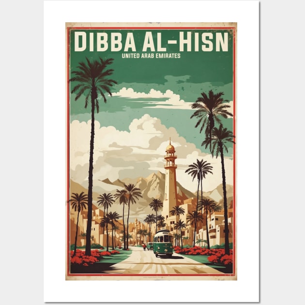 Dibba Al Hisn United Arab Emirates Vintage Travel Tourism Wall Art by TravelersGems